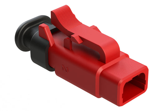 ATM06-2S-SR01RD 2 Position, Plug, Socket, Standard Diameter Rear Seal (Red), SR01 Strain Relief, Red Body (Requires Wedgelock AWM-2S.)