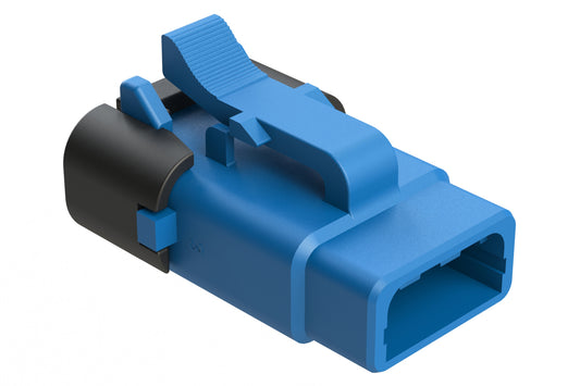 ATM06-3S-SF01BLU 3 Position Plug, Socket, Snap-Fit End Cap, Blue