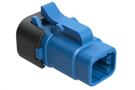 ATM06-4S-SF01BLU 4 Position Plug, Socket, Snap-Fit End Cap, Blue