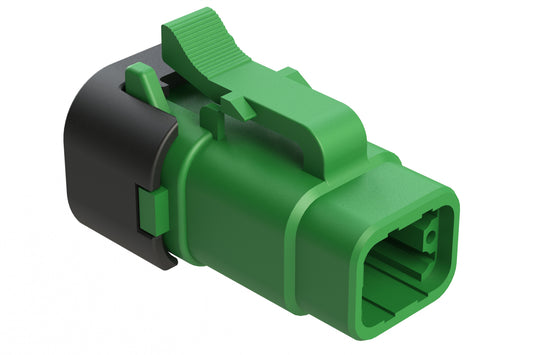 ATM06-4S-SF01GRN 4 Position Plug, Socket, Snap-Fit End Cap, Black