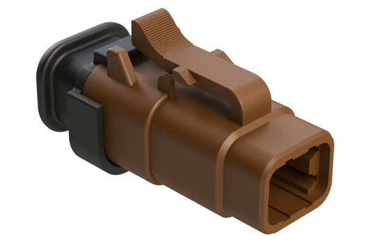 ATM06-4S-SR01BN 4 Position, Plug, Socket, Standard Diameter Rear Seal (Red), SR01 Strain Relief, Brown Body (Requires Wedgelock AWM-4S.)