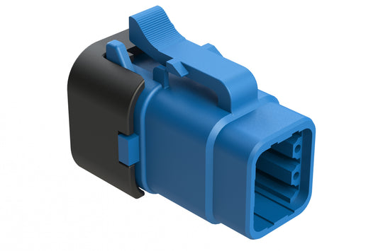 ATM06-6S-SF01BLU 6 Position Plug, Socket, Snap-Fit End Cap, Blue