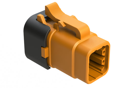 ATM06-6S-SF01ORG 6 Position Plug, Socket, Snap-Fit End Cap, Orange