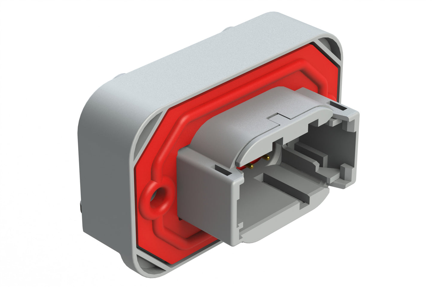 ATM13-08PA-BM02 8 Position Right Angle Flange Mount PCB Receptacle, Potted, Grey, Gold Plated Contacts Included. Keyed A