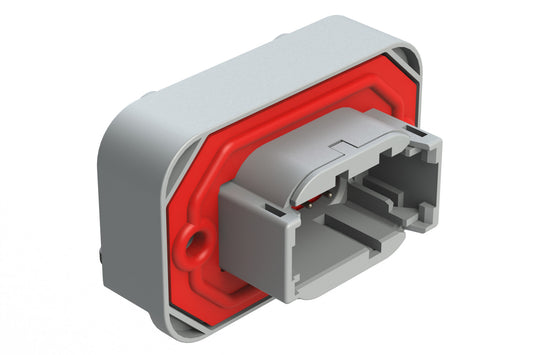 ATM13-08PA-BM03 8 Position Right Angle Flange Mount PCB Receptacle, Grey, Tin Plated Contacts Included. Keyed A