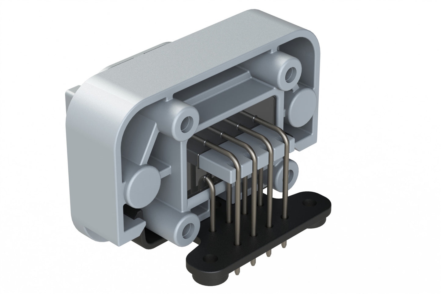 ATM13-08PA-BM04 8 Position Right Angle Flange Mount PCB Receptacle, Potted, Grey, Tin Plated Contacts Included. Keyed A