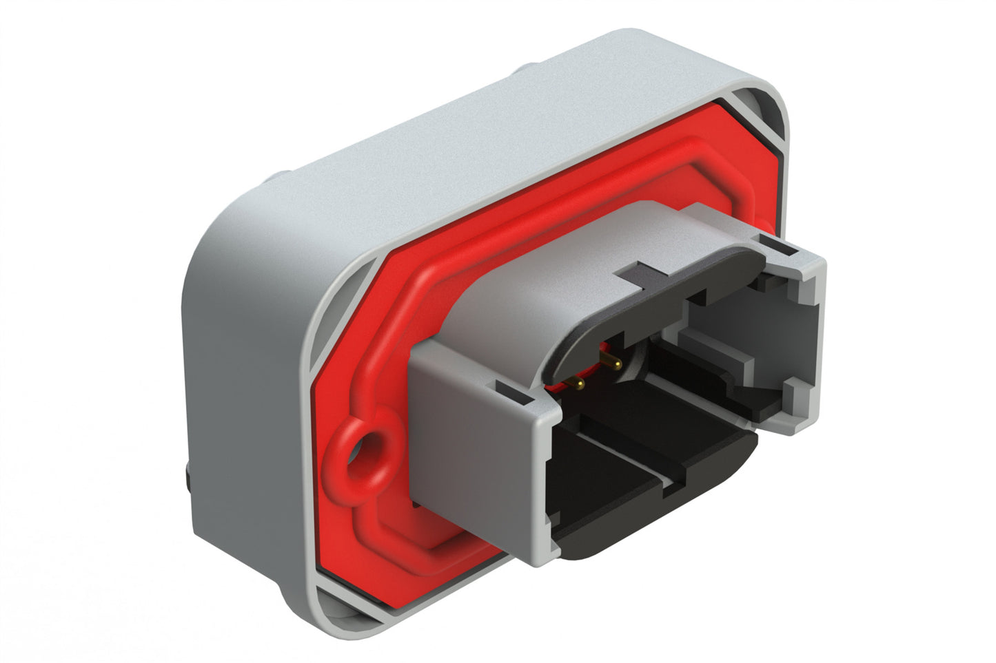 ATM13-08PB-BM02 8 Position Right Angle Flange Mount PCB Receptacle, Potted, Grey, Gold Plated Contacts Included. Keyed B