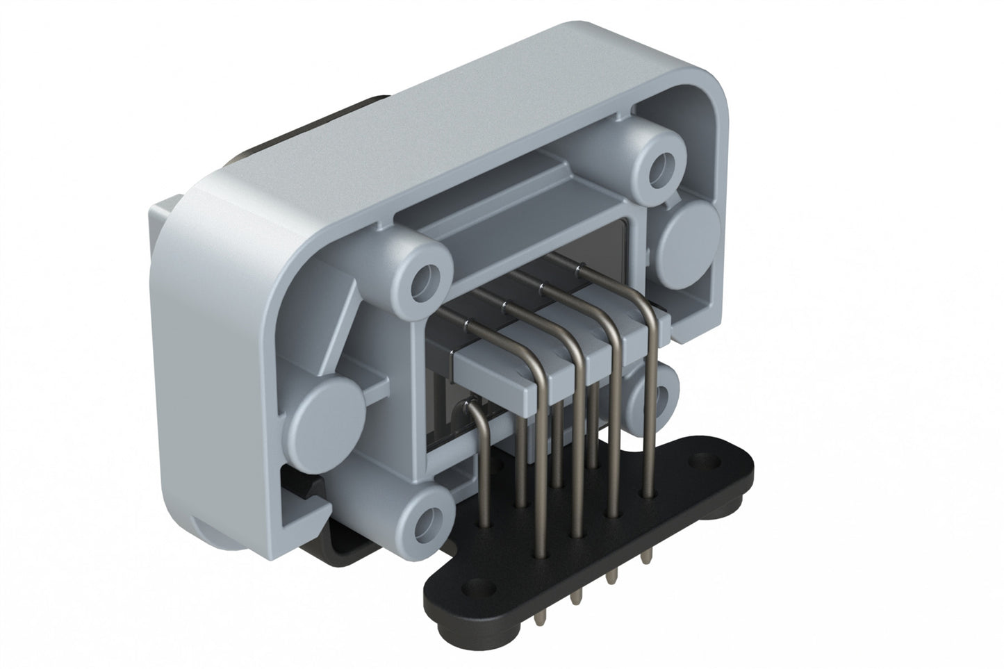 ATM13-08PB-BM04 8 Position Right Angle Flange Mount PCB Receptacle, Potted, Grey, Tin Plated Contacts Included. Keyed B
