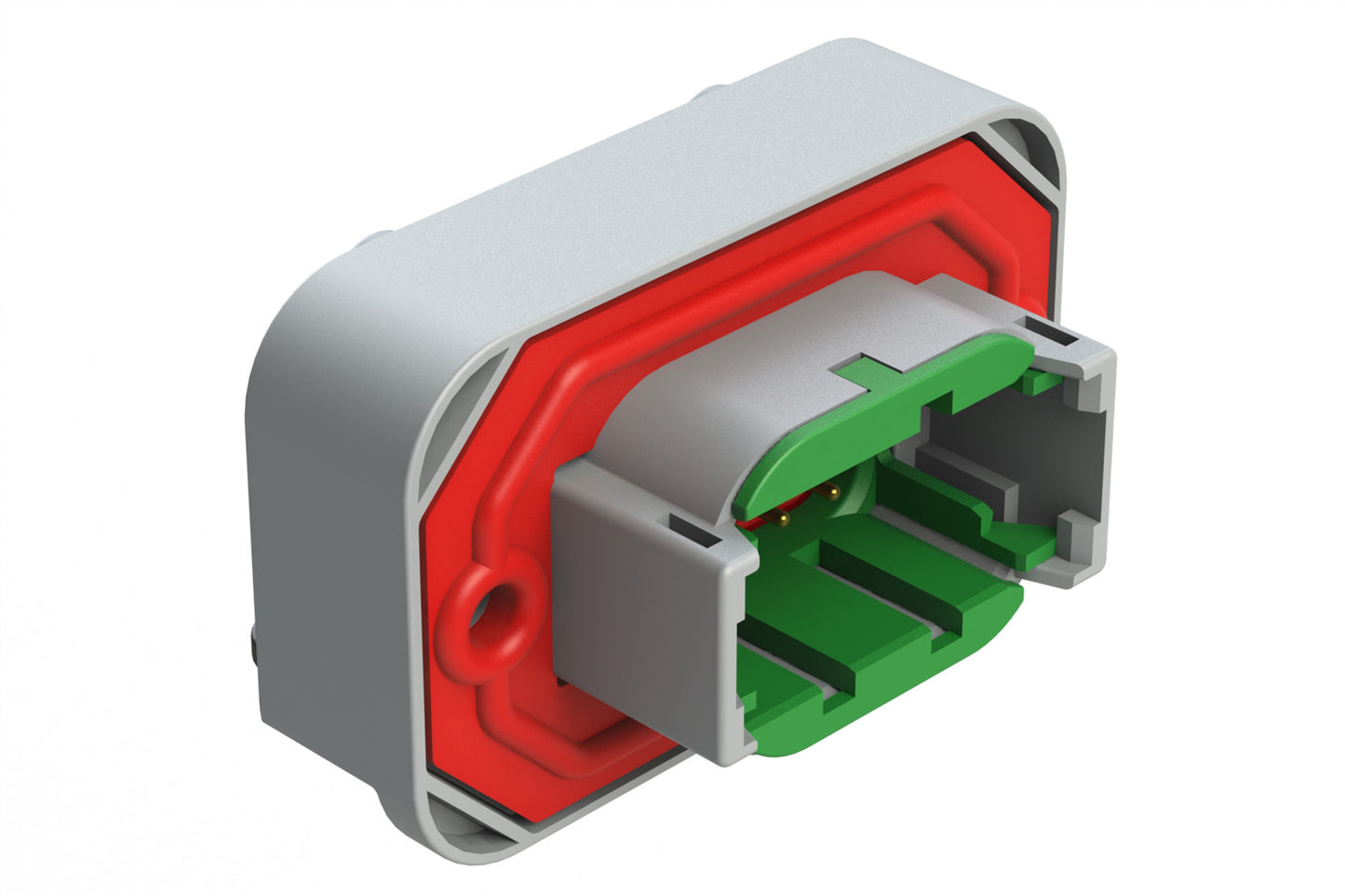 ATM13-08PC-BM02 8 Position Right Angle Flange Mount PCB Receptacle, Potted, Grey, Gold Plated Contacts Included. Keyed C