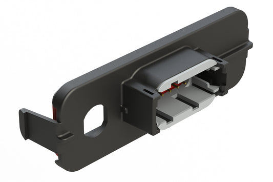 ATM13-12PA-FAKRA-1 12 Position PCB Receptacle Header, FAKRA Panel Mount, Right Angle, Size 20 Pin Contacts, Keyed A, Gold/Tin Plating, Black.  Used with Armor IPX™ Enclosures