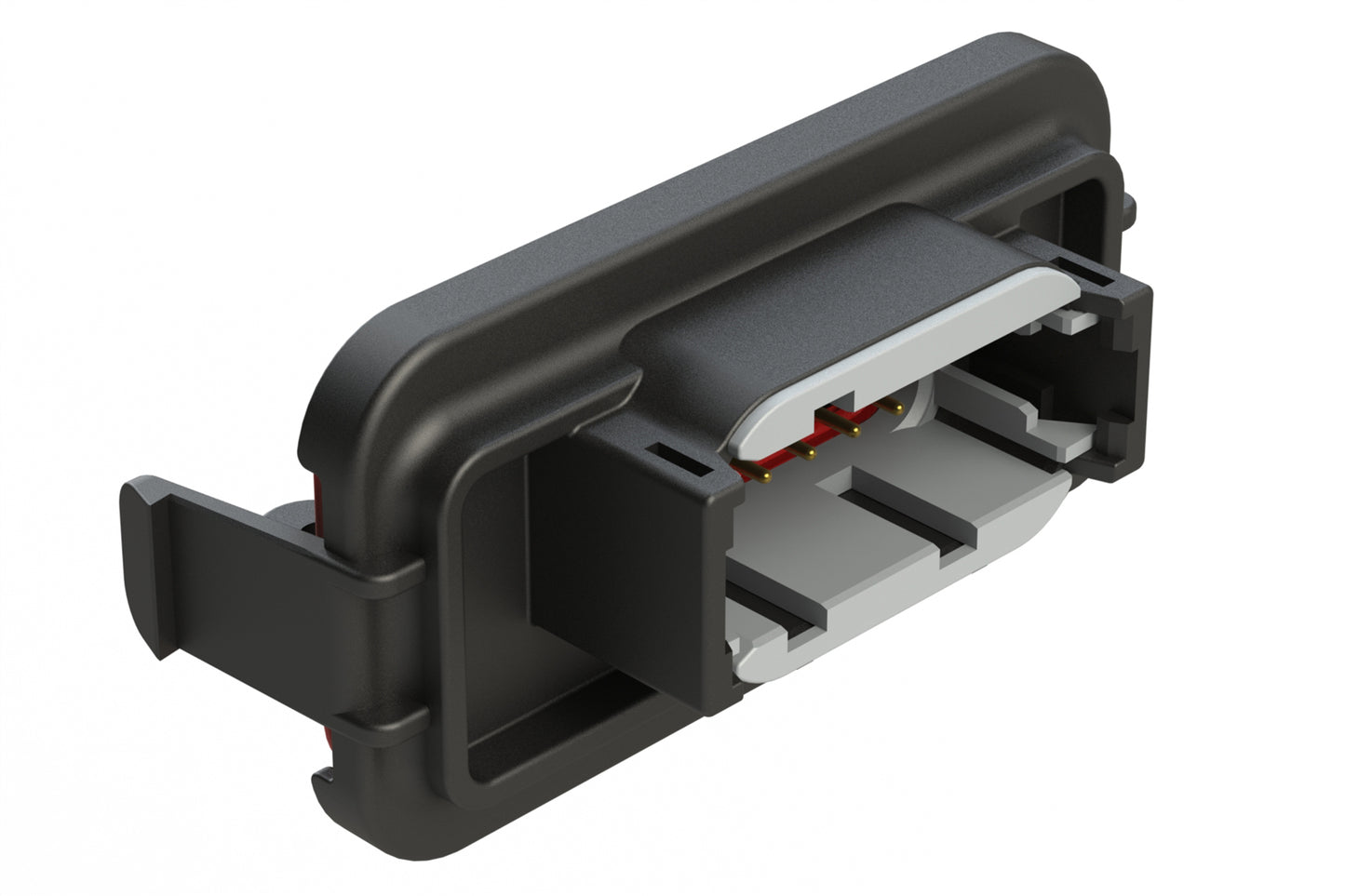 ATM13-12PA-SBH01 12 Position PCB Receptacle Header, Flange Mount, Right Angle, Size 20 Pin Contacts, Keyed A, Gold/Tin Plating, Black.  Use with Armor IPX™ Small Enclosures, ATM Connectors