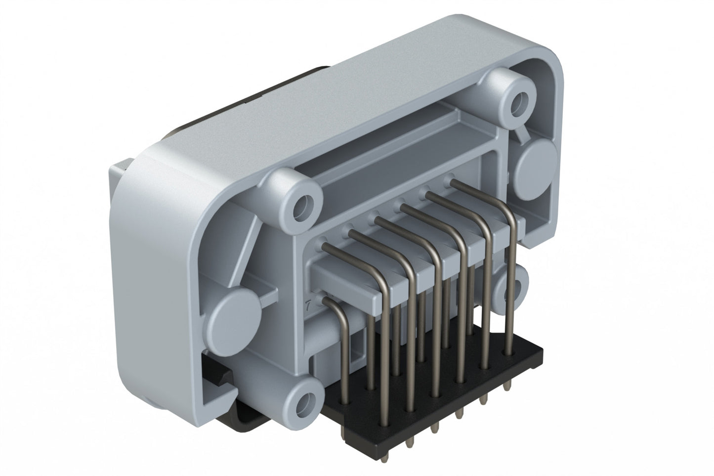 ATM13-12PB-BM03 12 Position Right Angle Flange Mount PCB Receptacle, Grey, Tin Plated Contacts Included. Keyed B. DTM13-12PB