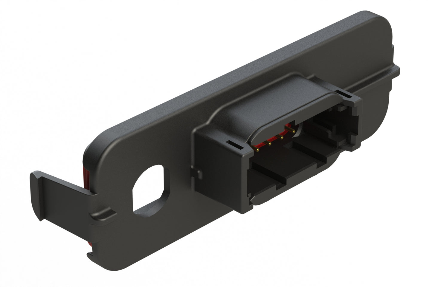 ATM13-12PB-FAKRA-1 12 Position PCB Receptacle Header, FAKRA Panel Mount, Right Angle, Size 20 Pin Contacts, Keyed B, Gold/Tin Plating, Black.  Used with Armor IPX™ Enclosures