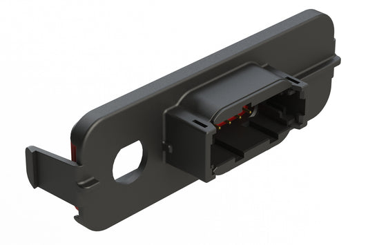 ATM13-12PB-TNC-1 12 Position PCB Receptacle Header, TNC Panel Mount, Right Angle, Size 20 Pin Contacts, Keyed B, Gold/Tin Plating, Black.  Used with Armor IPX™ Enclosures