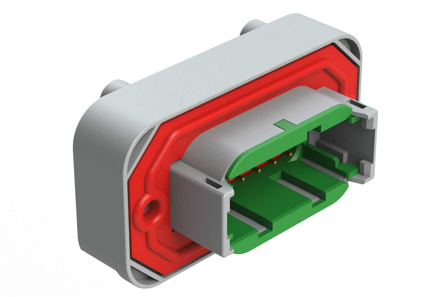 ATM13-12PC-BM02 12 Position Right Angle Flange Mount PCB Receptacle, Potted, Grey, Gold Plated Contacts Included. Keyed C