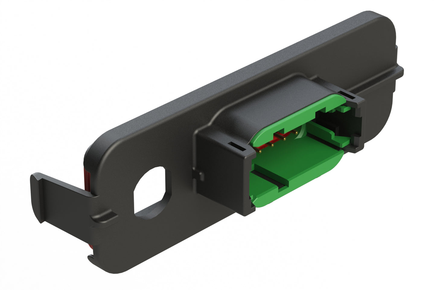 ATM13-12PC-FAKRA-1 12 Position PCB Receptacle Header, FAKRA Panel Mount, Right Angle, Size 20 Pin Contacts, Keyed C, Gold/Tin Plating, Black.  Used with Armor IPX™ Enclosures