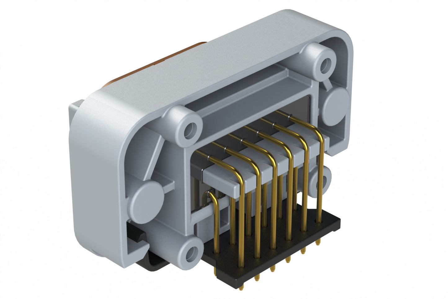 ATM13-12PD-BM02 12 Position Right Angle Flange Mount PCB Receptacle, Potted, Grey, Gold Plated Contacts Included. Keyed D