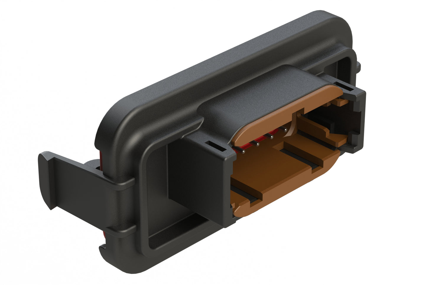 ATM13-12PD-SBH03 12 Position PCB Receptacle Header, Flange Mount, Right Angle, Size 20 Pin Contacts, Keyed D, Nickel/Tin Plating, Black.  Use with Armor IPX™ Small Enclosures, ATM Connectors