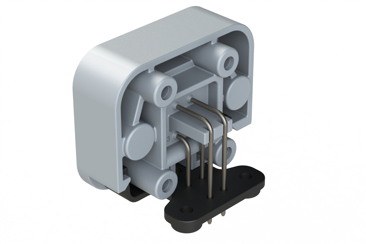 ATM13-4P-BM03 4 Position Right Angle Flange Mount PCB Receptacle, Grey, Tin Plated Contacts Included