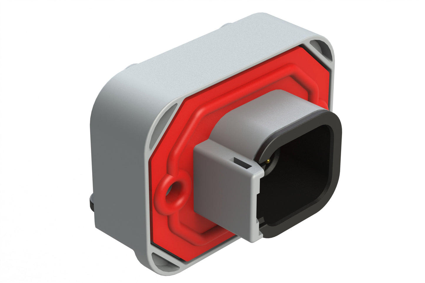 ATM13-6P-BM01 6 Position Right Angle Flange Mount PCB Receptacle, Grey, Gold Plated Contacts Included