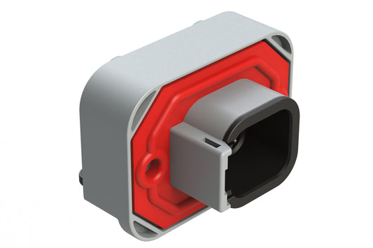 ATM13-6P-BM03 6 Position Right Angle Flange Mount PCB Receptacle, Grey, Tin Plated Contacts Included