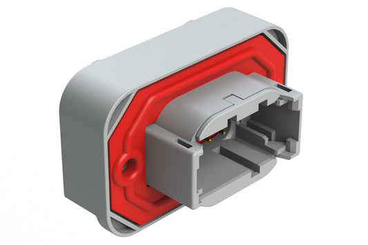 ATM15-08PA-BM01 8 Position Flange Mount PCB Receptacle, Grey, Gold Plated Contacts Included. Keyed A