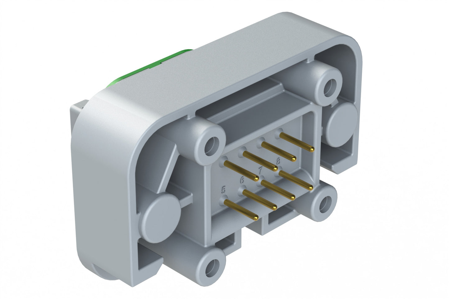 ATM15-08PC-BM01 8 Position Flange Mount PCB Receptacle, Grey, Gold Plated Contacts Included. Keyed C