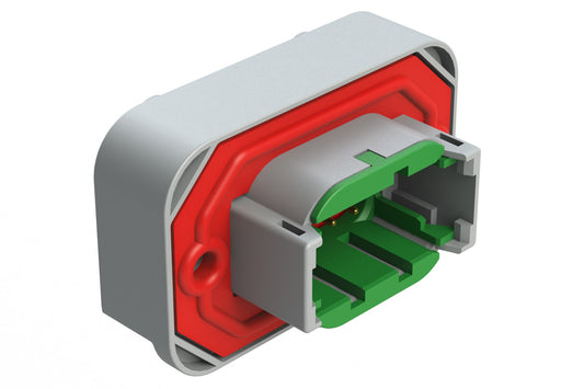 ATM15-08PC-BM02 8 Position Flange Mount PCB Receptacle, Potted, Grey, Gold Plated Contacts Included. Keyed C