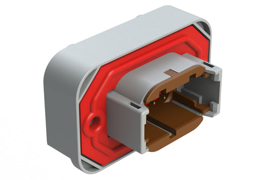 ATM15-08PD-BM01 8 Position Flange Mount PCB Receptacle, Grey, Gold Plated Contacts Included. Keyed D