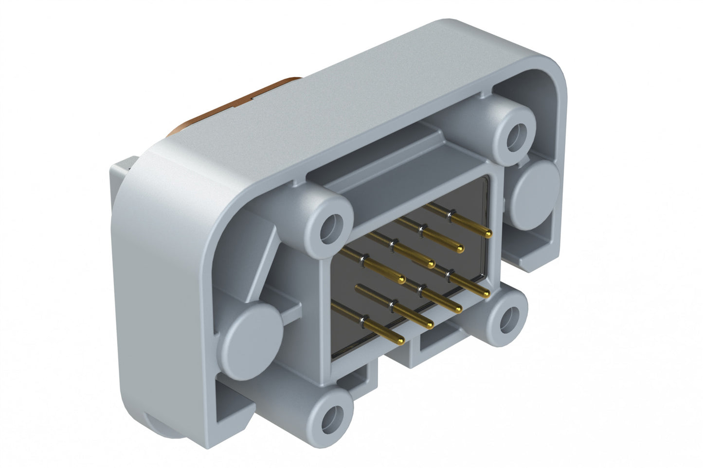 ATM15-08PD-BM02 8 Position Flange Mount PCB Receptacle, Potted, Grey, Gold Plated Contacts Included. Keyed D