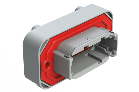 ATM15-12PA-BM02 12 Position Flange Mount PCB Receptacle, Potted, Grey, Gold Plated Contacts Included. Keyed A
