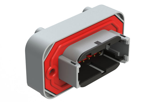 ATM15-12PB-BM02 12 Position Flange Mount PCB Receptacle, Potted, Grey, Gold Plated Contacts Included. Keyed B