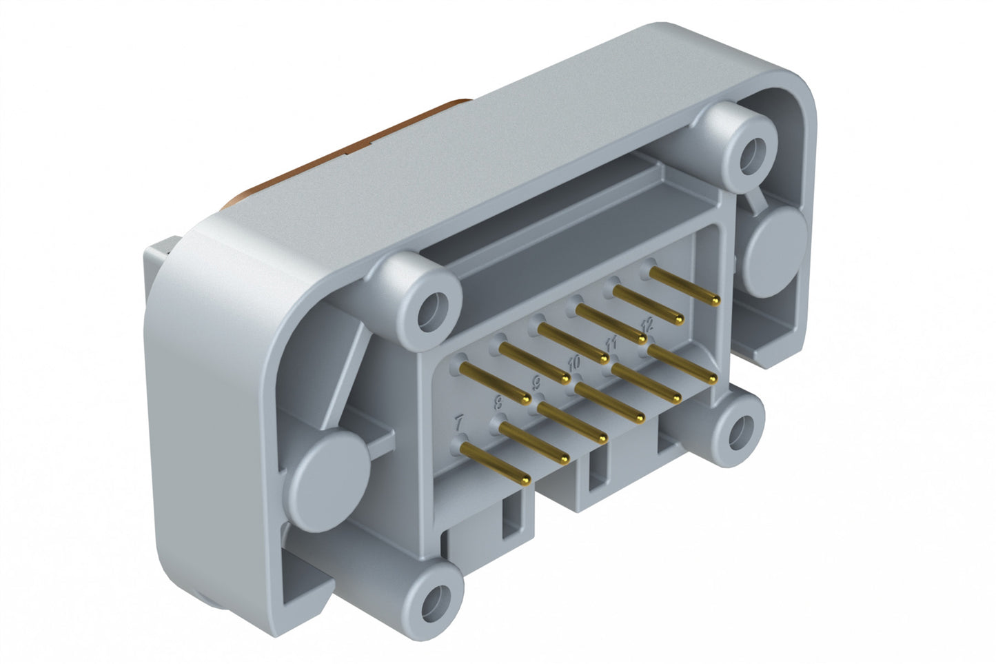 ATM15-12PD-BM01 12 Position Flange Mount PCB Receptacle, Grey, Gold Plated Contacts Included. Keyed D