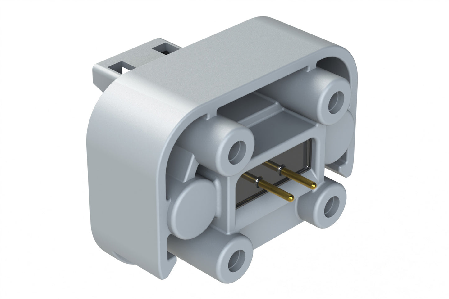 ATM15-2P-BM02 2 Position Flange Mount PCB Receptacle, Potted, Grey, Gold Plated Contacts Included