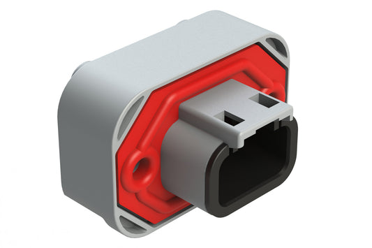 ATM15-3P-BM01 3 Position Flange Mount PCB Receptacle, Grey, Gold Plated Contacts Included