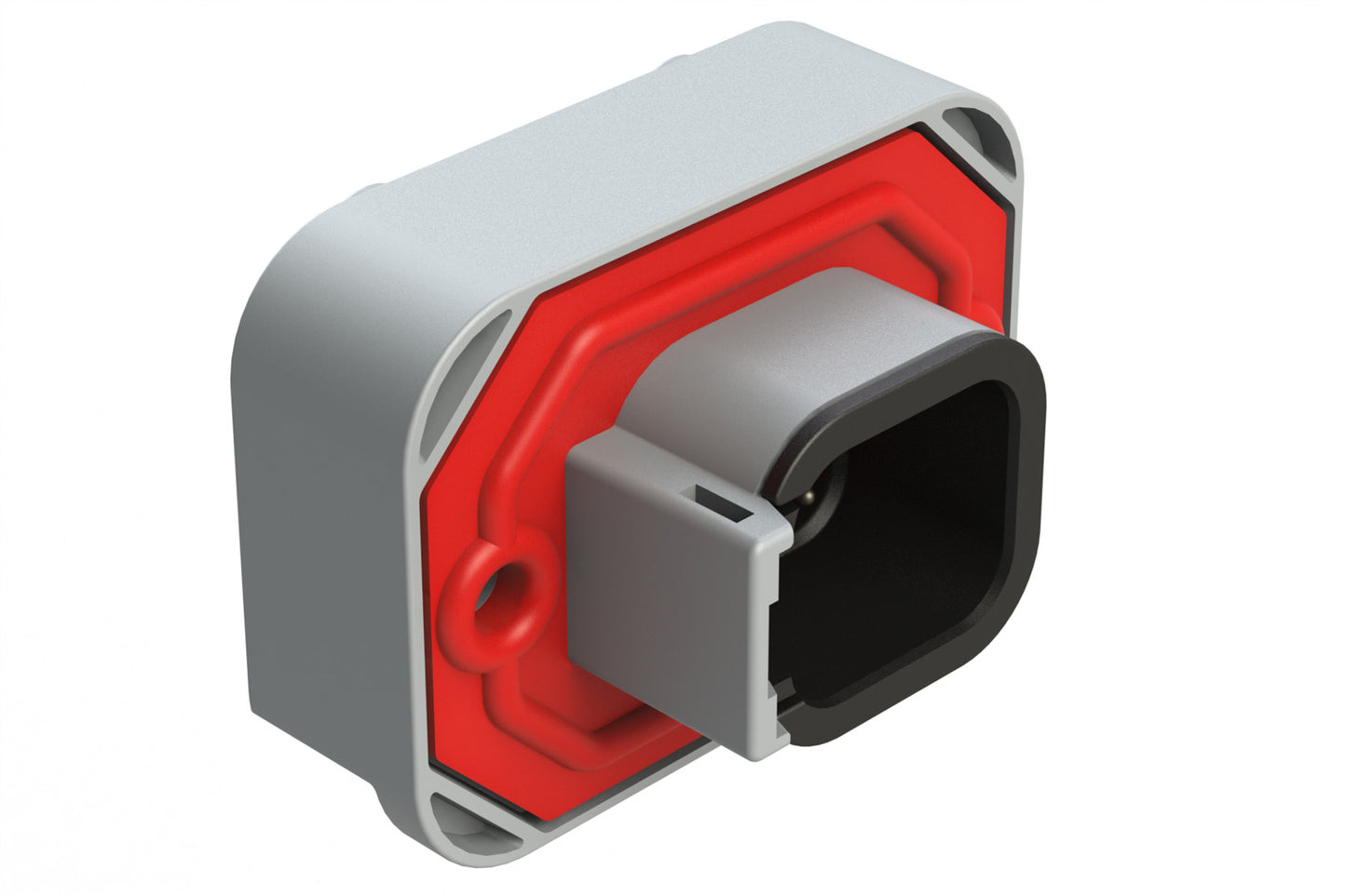 ATM15-6P-BM04 6 Position Flange Mount PCB Receptacle, Potted, Grey, Tin Plated Contacts Included