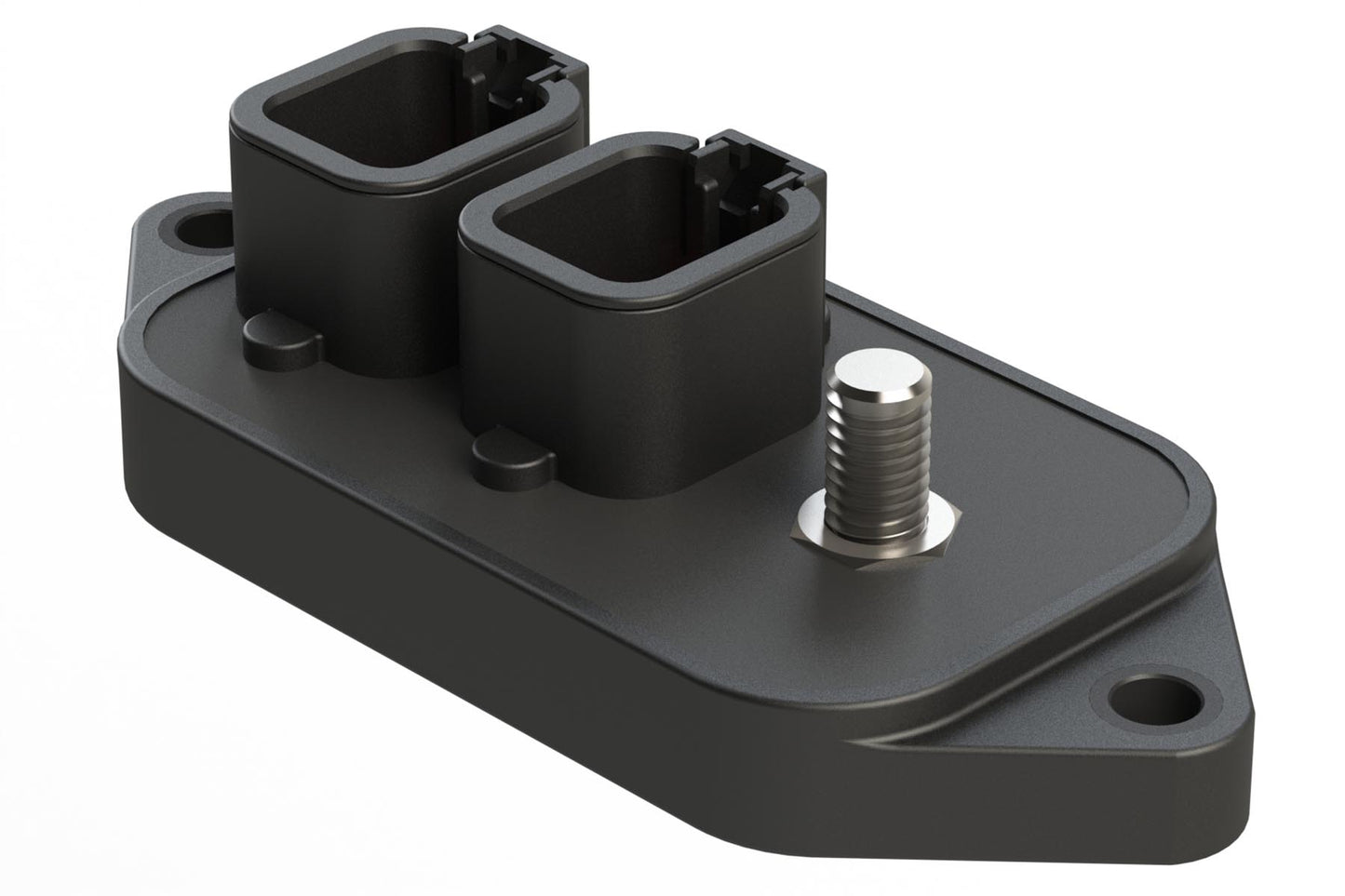 ATP04-06PBM14-X2-TS01 13 Position Power Splitter Control Module, 1 Threaded Stud and 6 Pin x 2 Device Layout, Nickel Contacts, 300A, Potted, Black