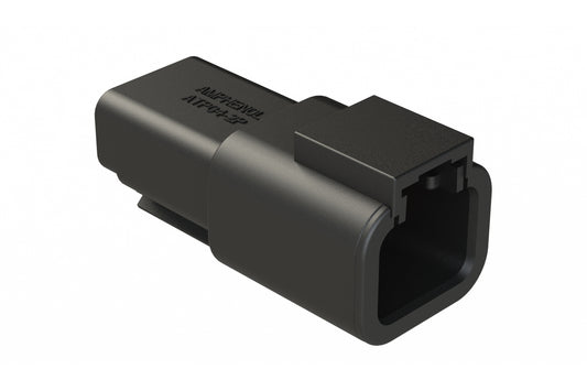 ATP04-2P-BLK 2-Way Receptacle, Male Connector, Black. DTP04-2P-E004