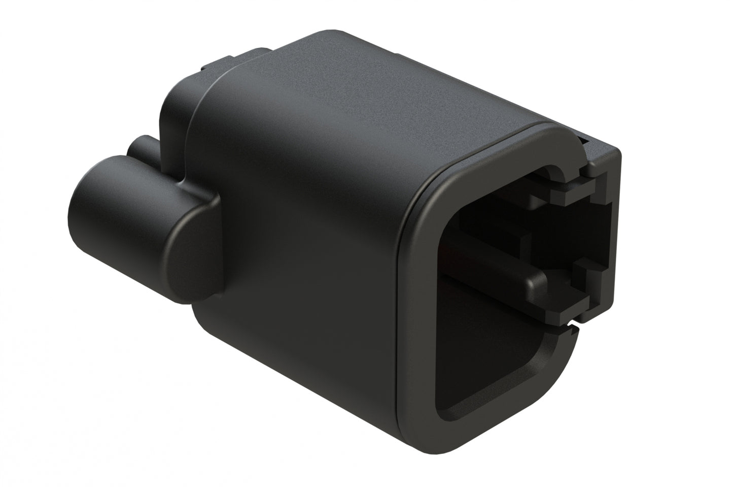 ATP04-2P-BM14 2 Position, Straight PCB Receptacle, Pin, Board Mount, Self-Threading), Tin Plated Contacts, Potting, Black