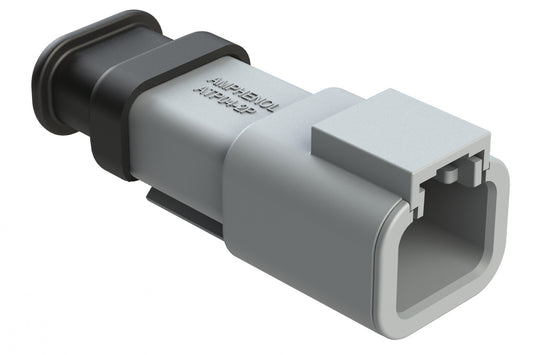 ATP04-2P-SR01 2 Position Receptacle, Pin, Strain Relief, Grey Body (Requires Wedgelock AWP-2P)