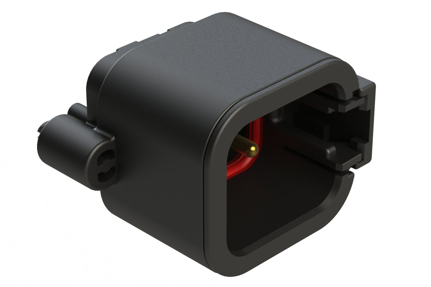 ATP04-6P-BM02 6 Position, Straight PCB Receptacle, Pin, Board Mount, Snap-Fit, Gold Contact Plated, Potting, Black