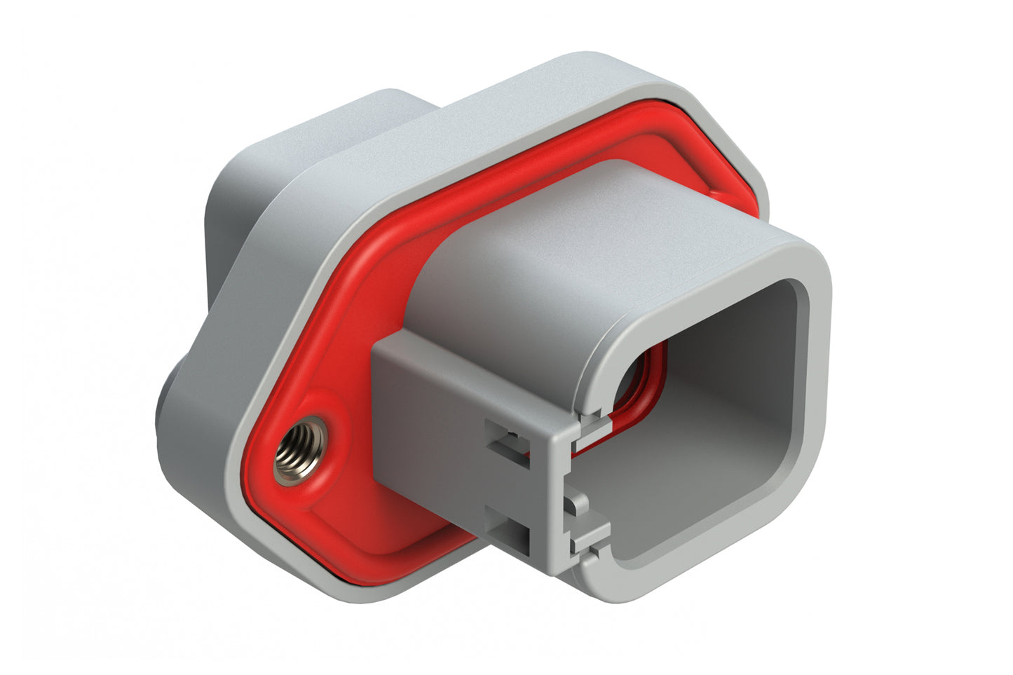 ATP04-6P-PM06 6 Position Panel Mount Receptacle with Flange, Pin, with Gasket and Threaded Insert, Reduced Diameter Seal, Grey