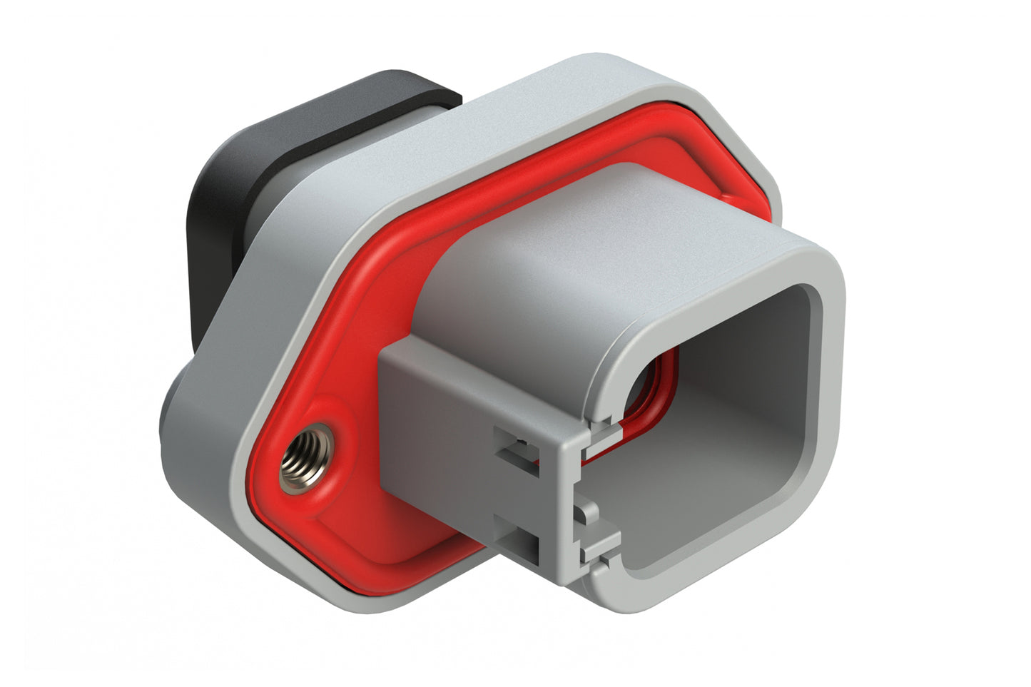 ATP04-6P-PM06EC 6 Position Panel Mount Receptacle with Flange, Pin, with Gasket and Threaded Insert, Endcap, Reduced Diameter Seal, Grey