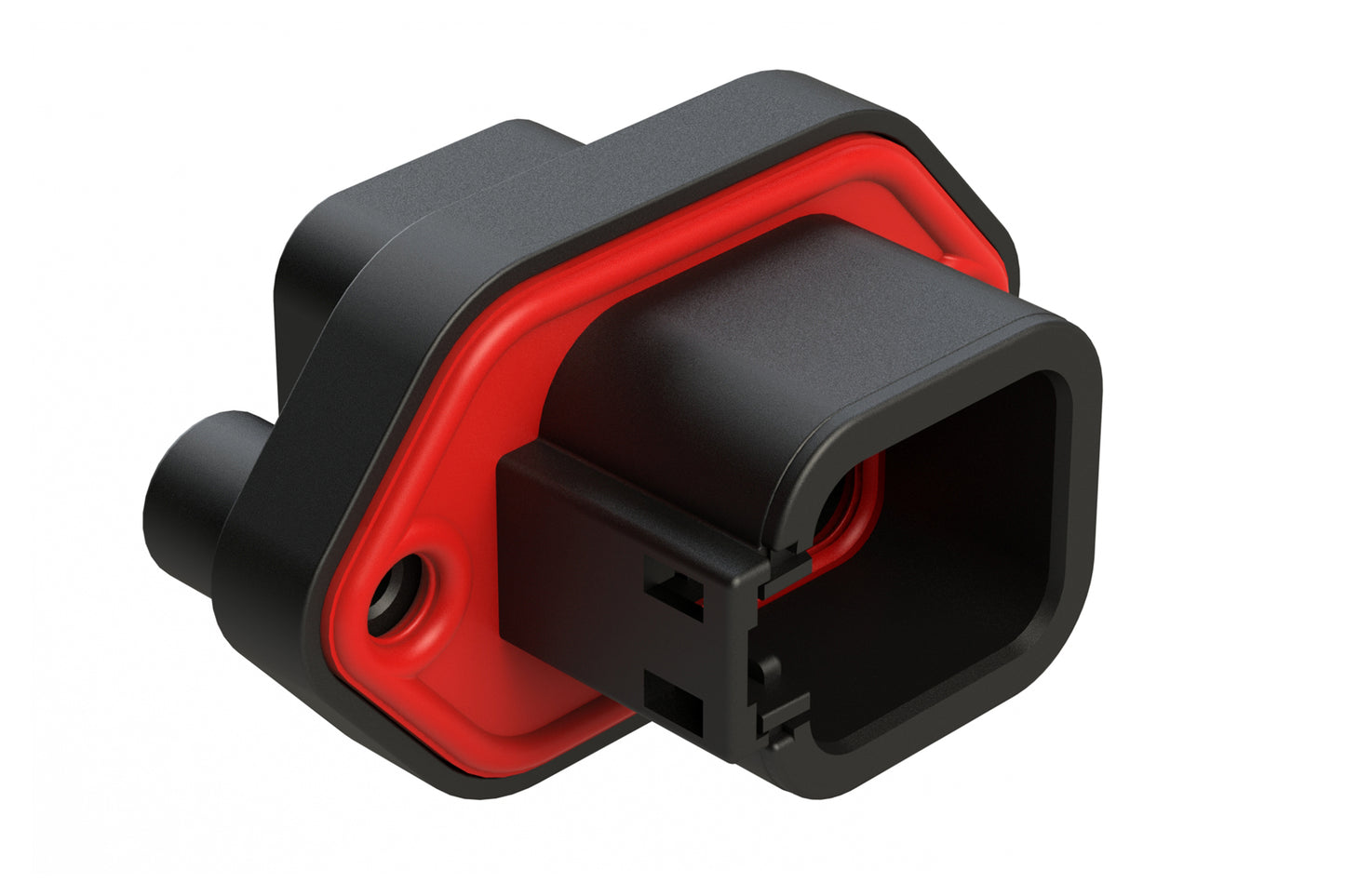 ATP04-6P-PM12BK 6 Position Panel Mount Receptacle with Flange, Pin, with Gasket, Reduced Diameter Seal, Self Tapping, Black
