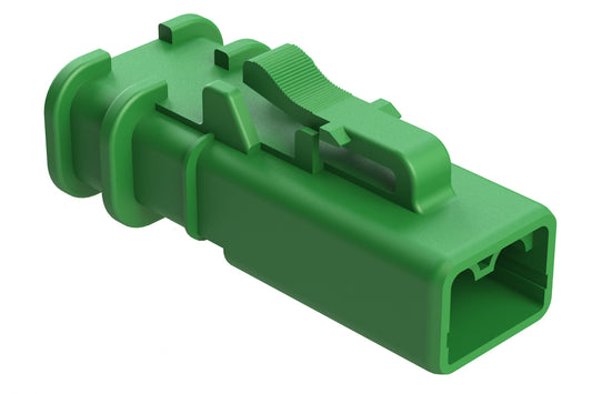ATP06-2S-OMRDGRN 2 Position Plug, Socket, Overmold Compatible, Reduced Diameter Rear Seal, Green