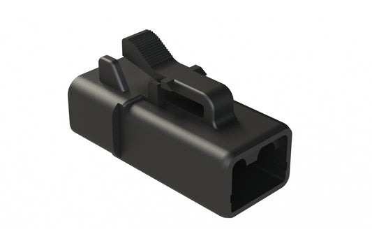 ATP06-2S-RD01BK 2 Position Plug, Socket, Reduced Diameter Rear Seal (Green), Black Body (Requires Wedgelock AWP-2S)