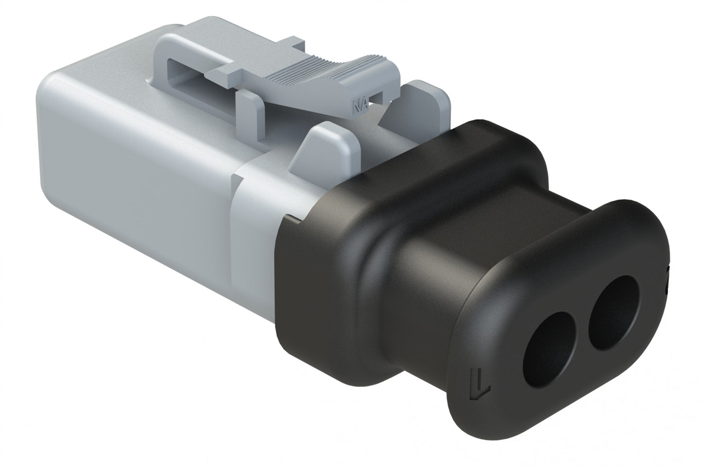 ATP06-2S-SR01 2 Position Plug, Socket, Strain Relief, Grey Body (Requires Wedgelock AWP-2S)