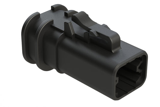 ATP06-4S-OMBLK 4 Position Plug, Socket,Overmold Compatible, Standard Diameter Rear Seal, Black