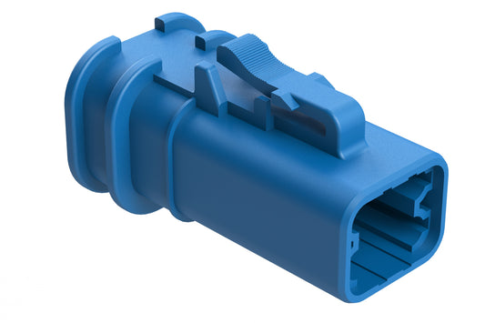 ATP06-4S-OMBLU 4 Position Plug, Socket, Overmold Compatible, Standard Diameter Rear Seal, Blue