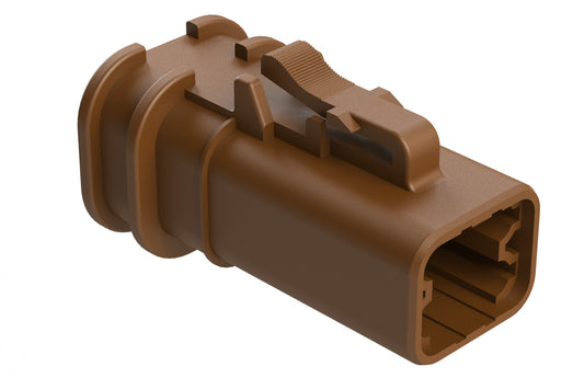 ATP06-4S-OMRDBRN 4 Position Plug, Socket, Overmold Compatible, Reduced Diameter Rear Seal, Brown